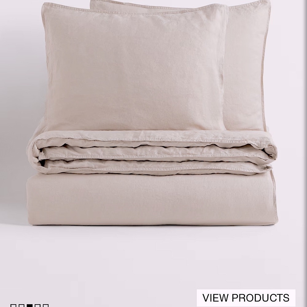H&M Navy KING Linen Duvet cover & two shams